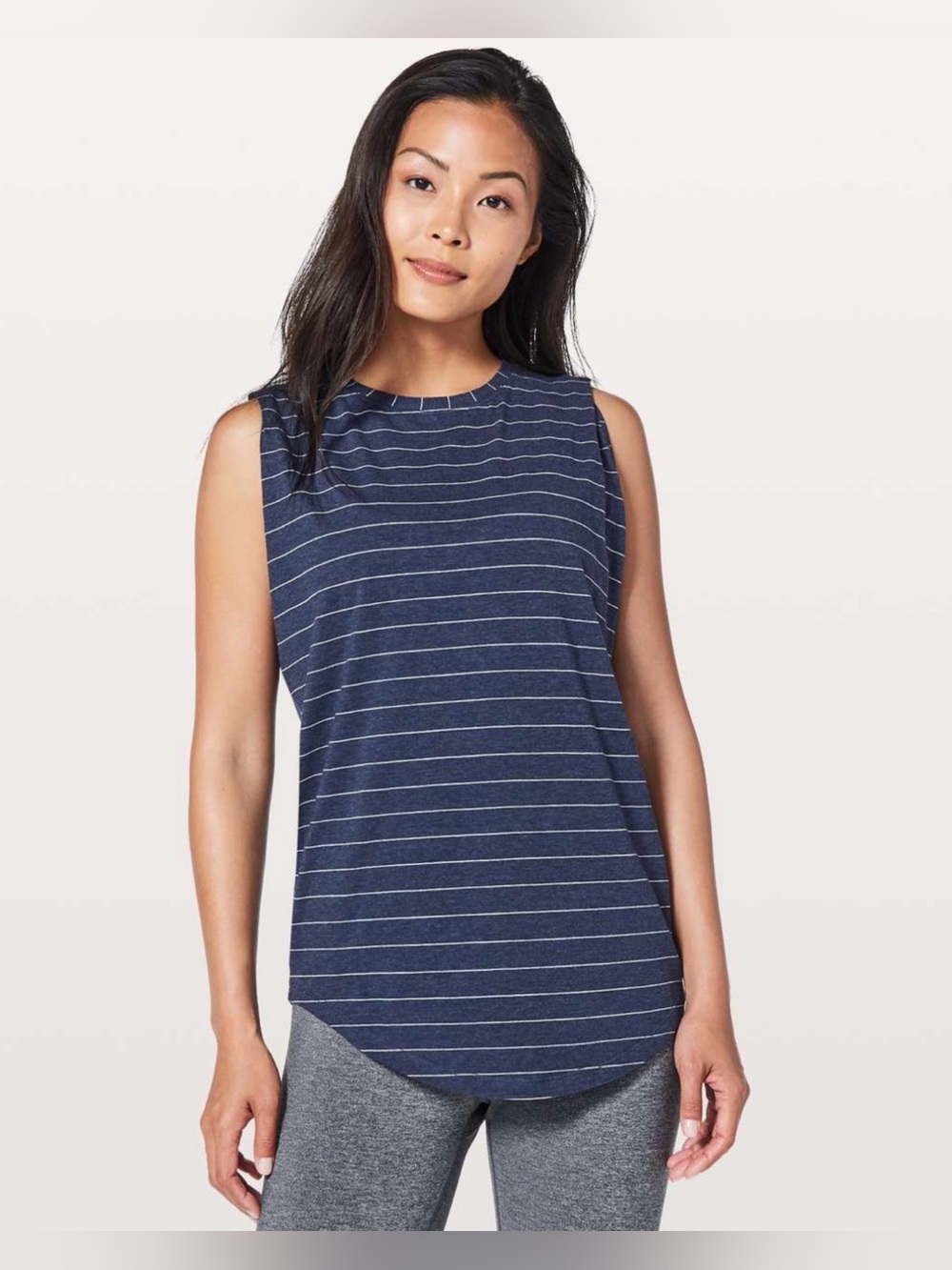 Lululemon Brunswick Muscle Tank Striped Heathered Blue White 2